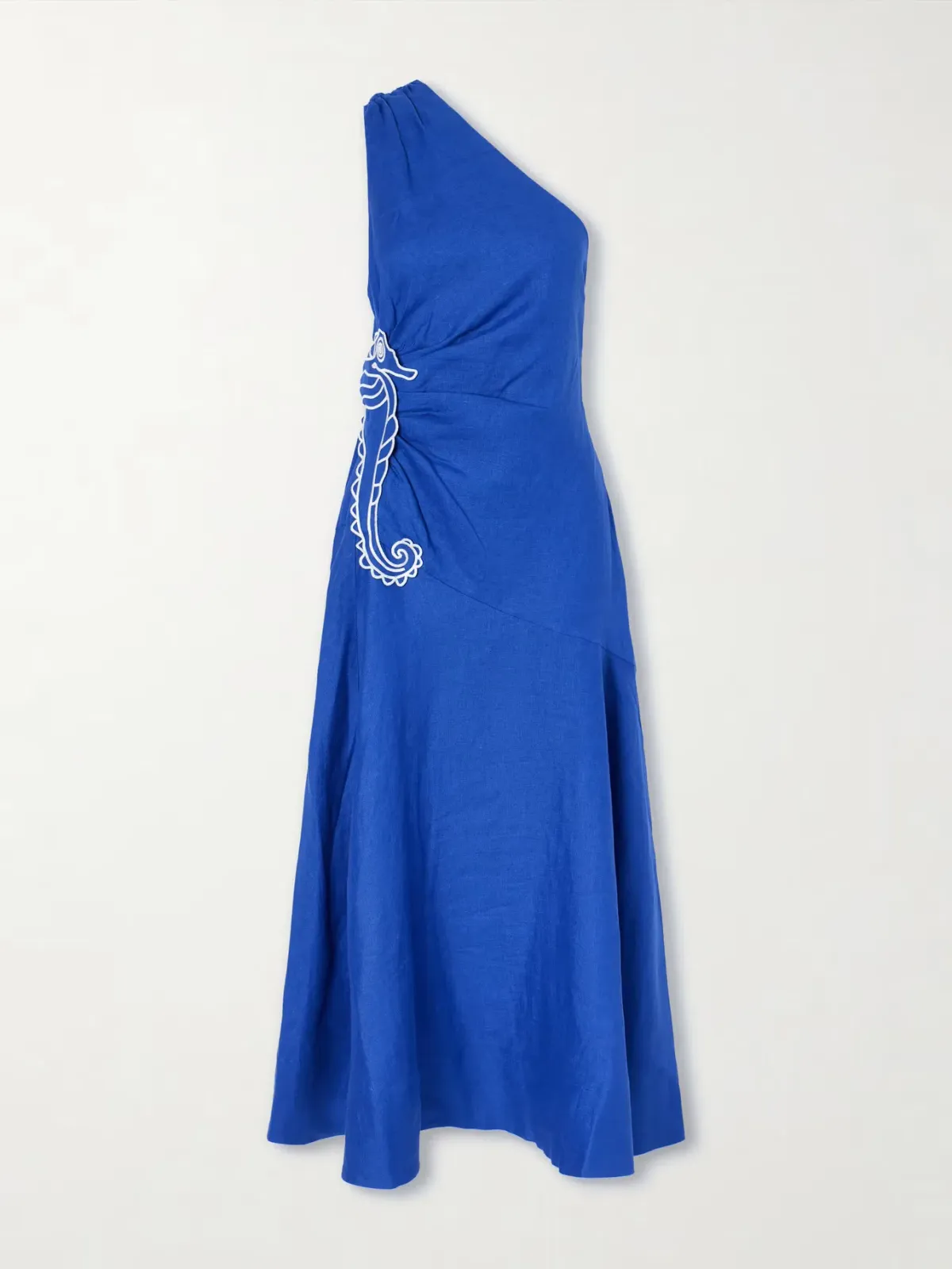 Farm Rio seahorse one shoulder linen maxi dress blue M - Image 1