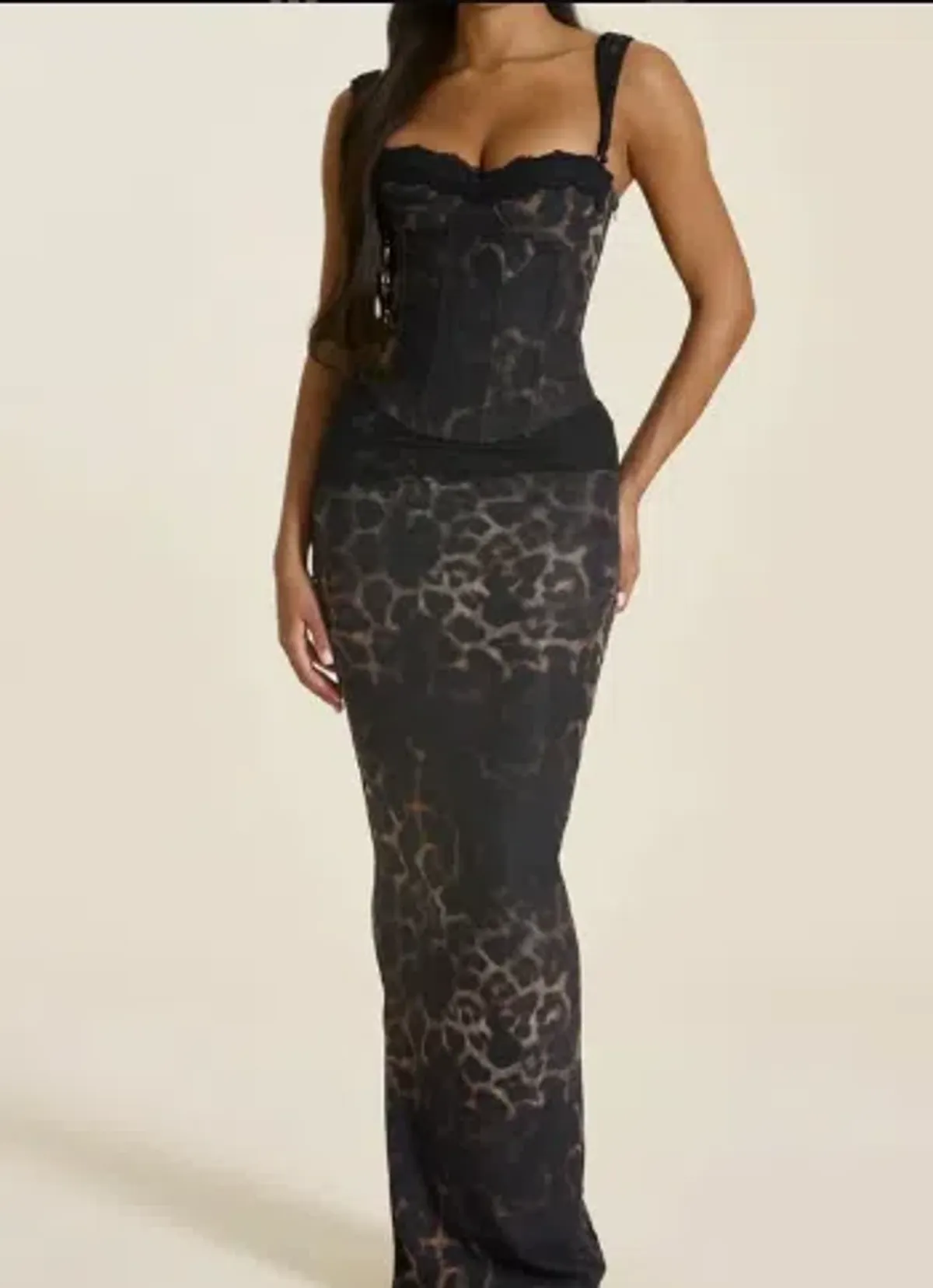 MARS THE LABEL JAYDE MAXI SKIRT & CORSET TOP IN LEOPARD PRINT Size 6 - Image 1