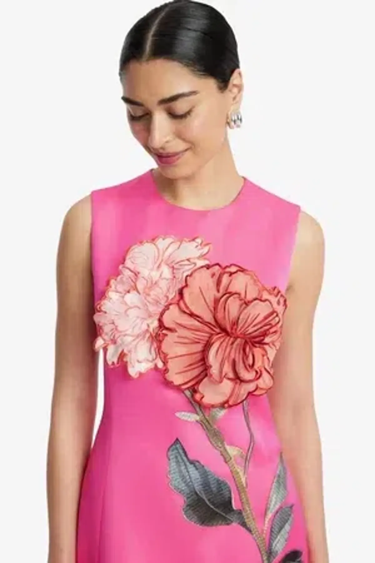 Leo Lin Cleo Applique Midi Dress - Fuchsia - Size 16 - Image 4
