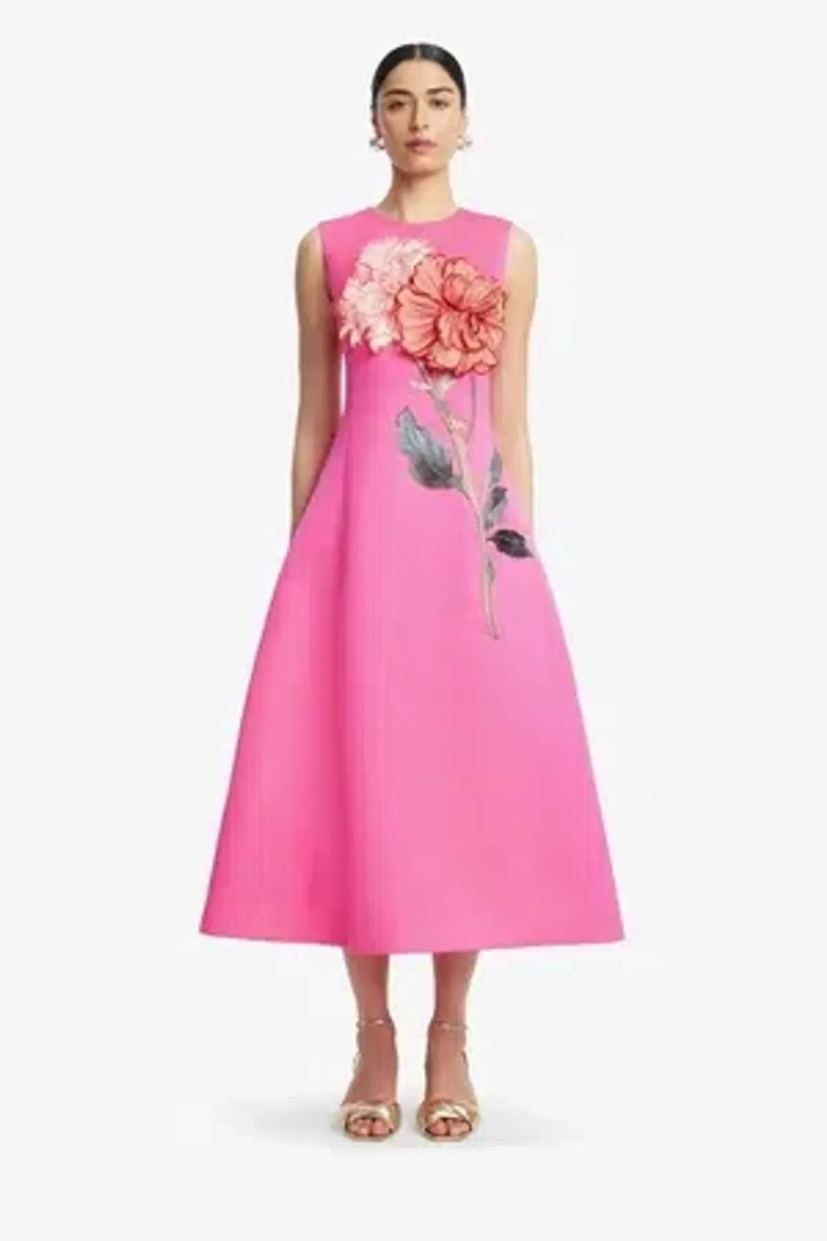 Leo Lin Cleo Applique Midi Dress - Fuchsia - Size 16 - Image 1