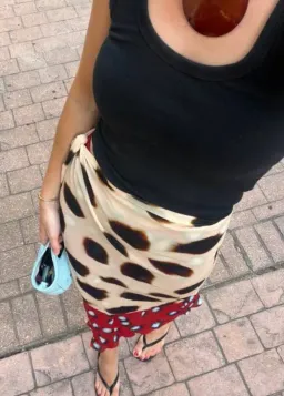 RAT & BOA RHETA MIDI SKIRT in size XS (Best fits AU 6 & 8) Red butterfly and animal dot print for rent on The Volte - image 3