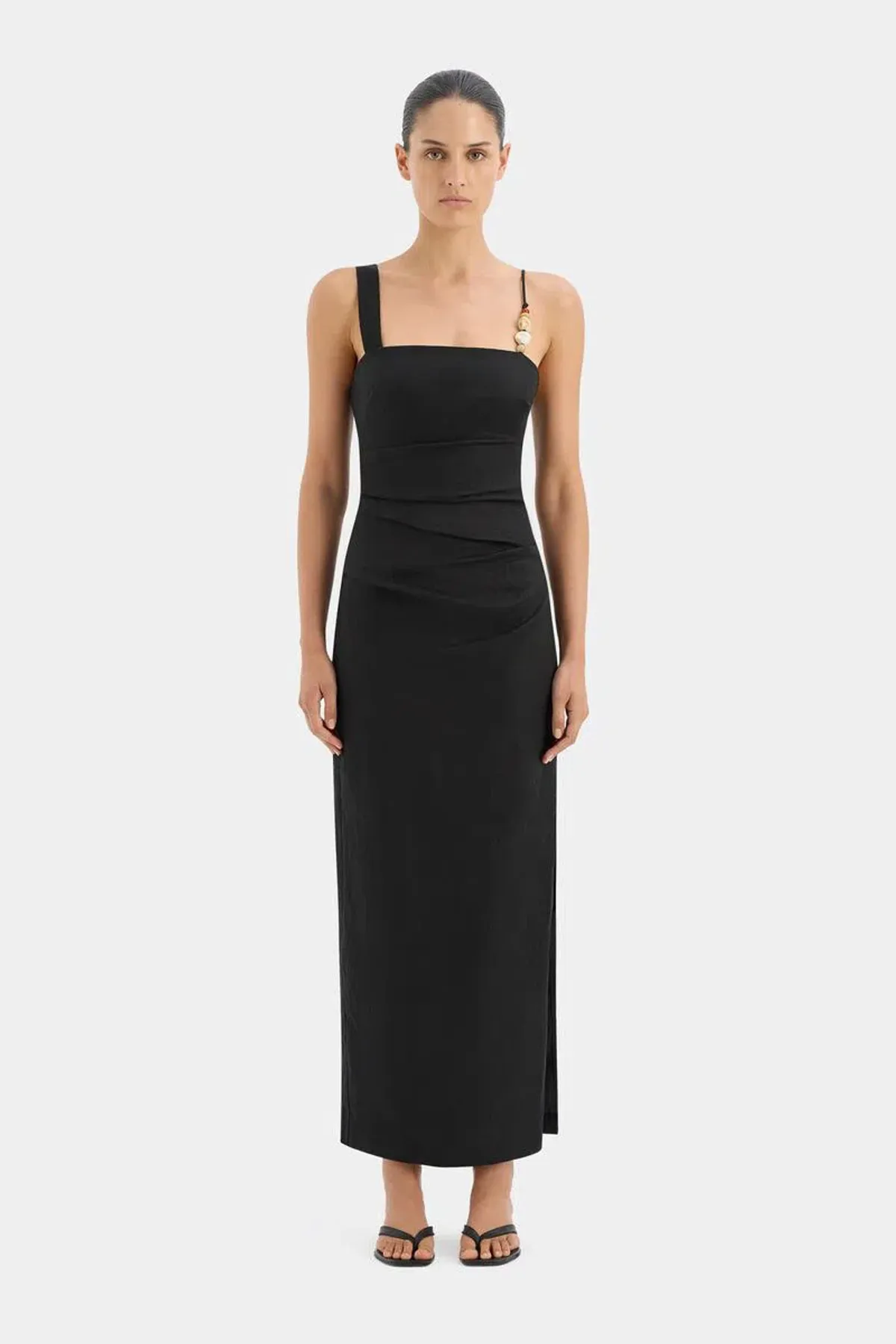 SIR THE LABEL ANTONIA BEADED MIDI DRESS BLACK SIZE 0 - Image 7