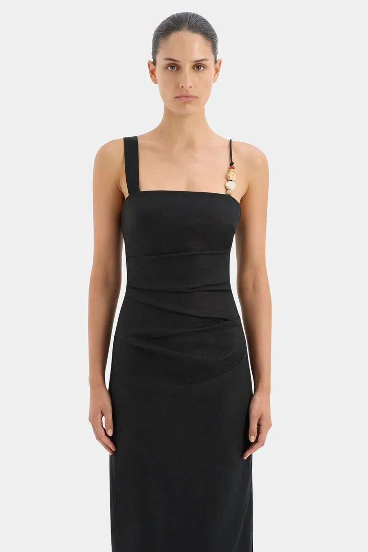 SIR THE LABEL ANTONIA BEADED MIDI DRESS BLACK SIZE 0 - Image 9