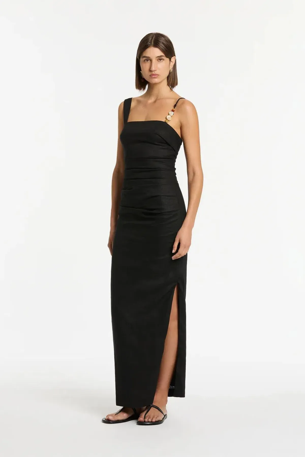 SIR THE LABEL ANTONIA BEADED MIDI DRESS BLACK SIZE 0 - Image 2
