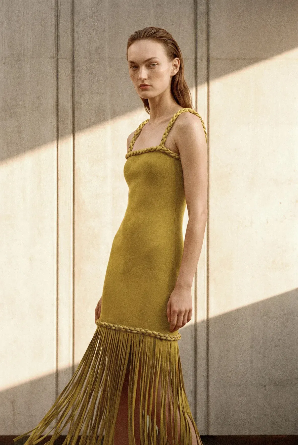 AJE RIBIONA KNIT MIDI DRESS OLIVE / SIZE 6 - Image 5