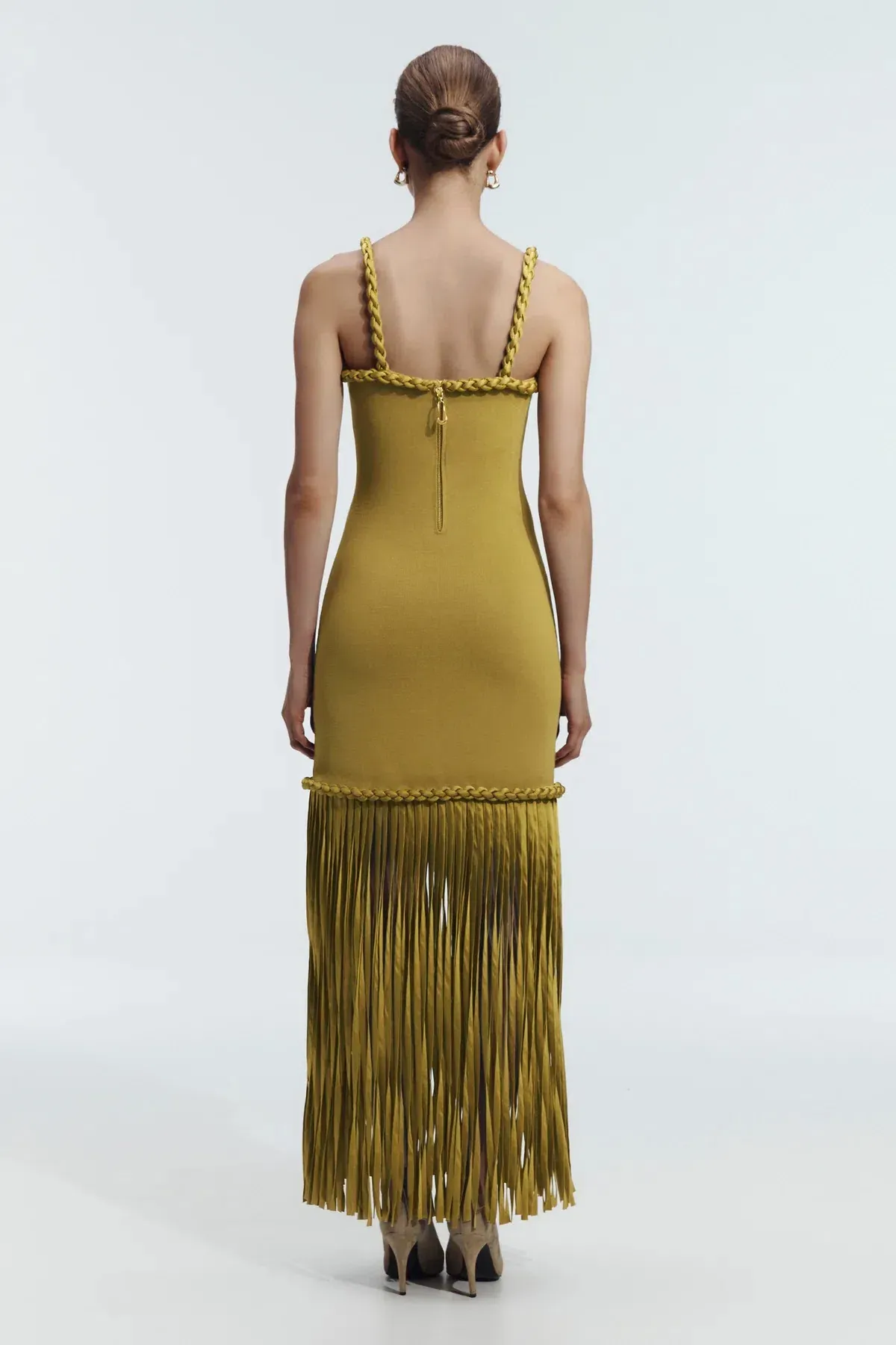 AJE RIBIONA KNIT MIDI DRESS OLIVE / SIZE 6 - Image 4