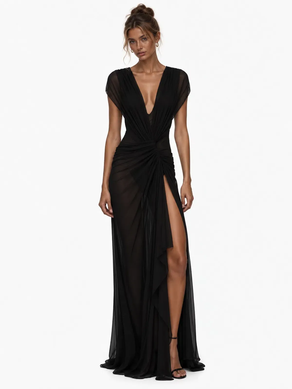 Bec & Bridge LEIA DRAPE MAXI DRESS | BLACK - SIZE 10 - Image 1