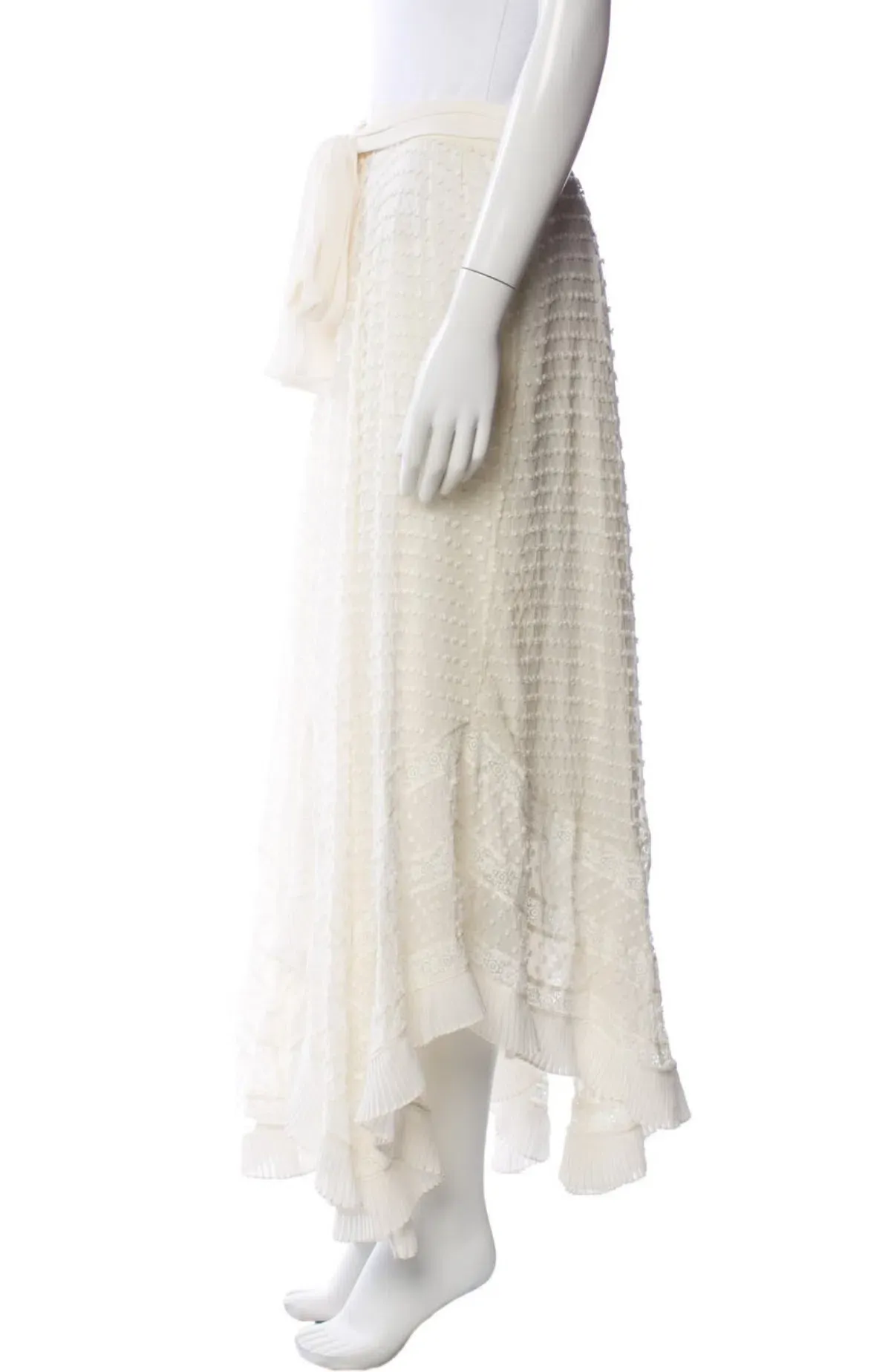 Zimmermann Unbridled Silk Ruffle Midi Skirt Cream 1 / AU 10 - Image 3