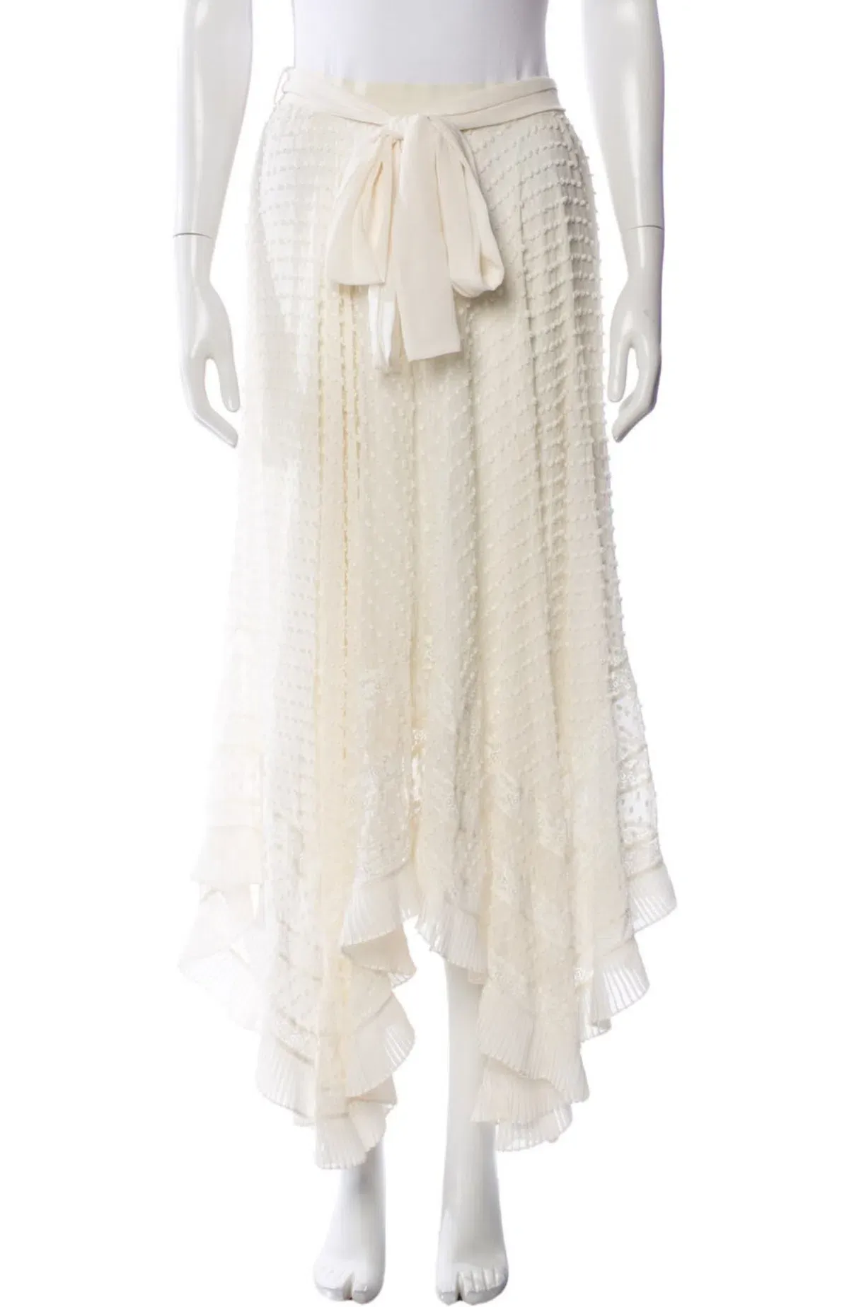 Zimmermann Unbridled Silk Ruffle Midi Skirt Cream 1 / AU 10 - Image 2