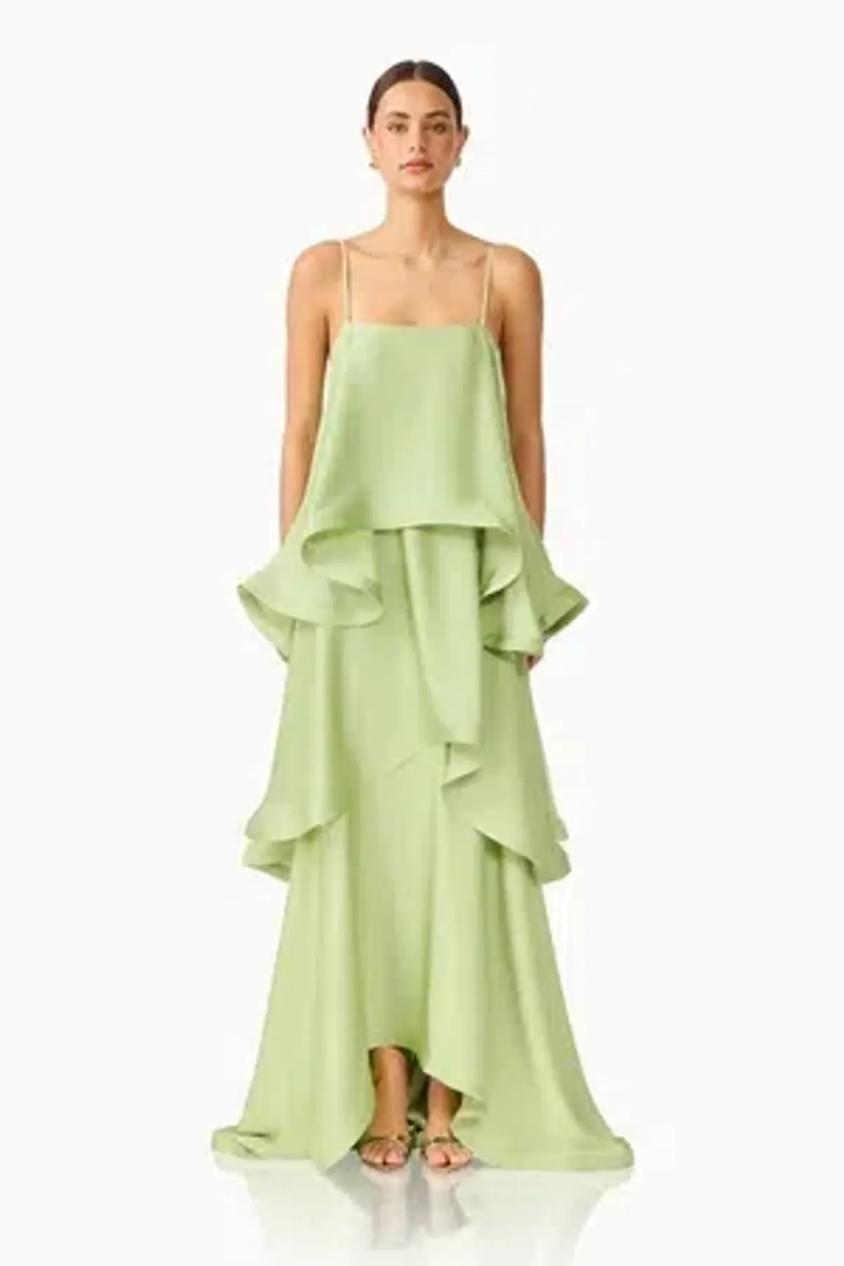 Elliatt Tilly Tiered Maxi Dress - Sage Green - Size 14 - Image 1