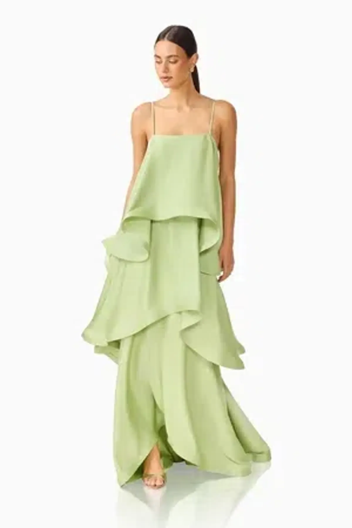 Elliatt Tilly Tiered Maxi Dress - Sage Green - Size 14 - Image 3
