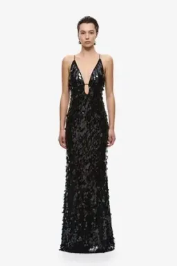 MISHA Sapphire Sequin Gown - Black - Size 8 for rent on The Volte - image 1