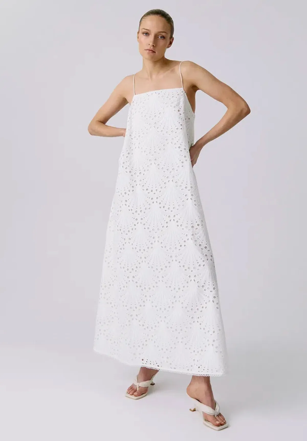KIVARI White Elodie Midi Dress Size 8 - Image 3