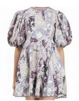 Zimmermann Celestial Day Mini Dress Lavender Swirl Floral Size 3 / AU 14 for rent on The Volte - image 3