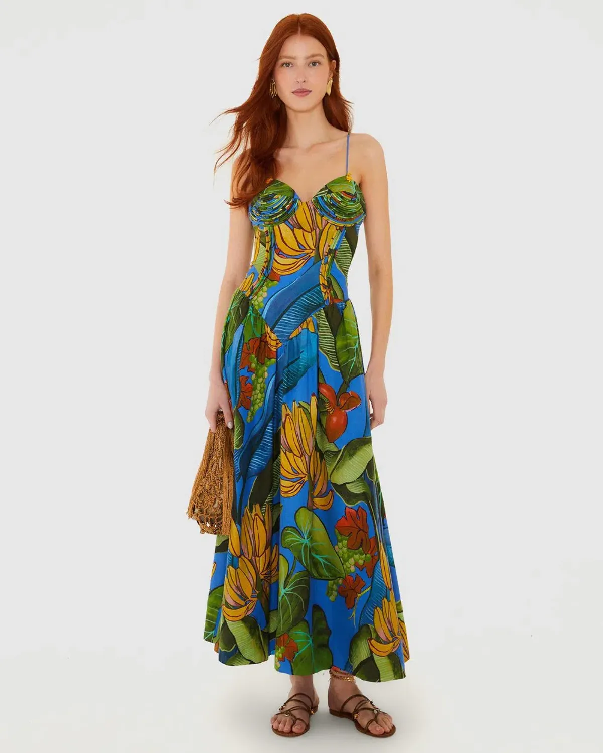 Farm Rio Banana Grapes Sleeveless Maxi Dress - size small - Image 1