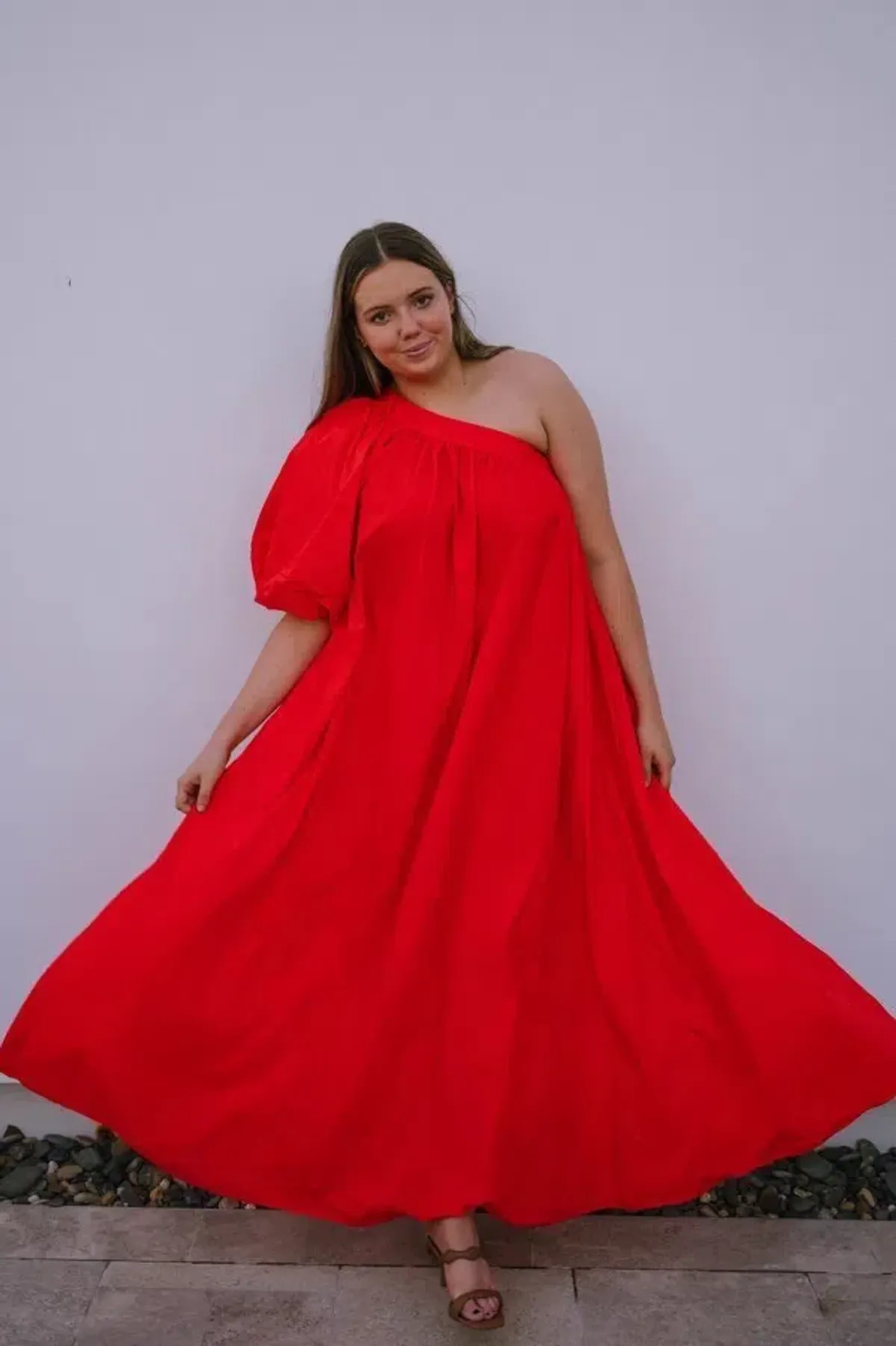 Oroton One Shoulder Bow Maxi Dress True Red 14 AU - Image 3