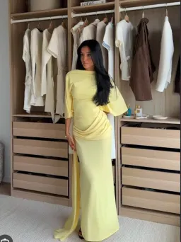 Zara yellow cape maxi dress  for rent on The Volte - image 1