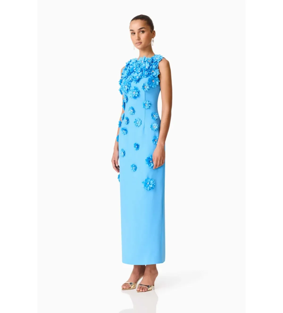Elliat Dali Floral Applique Gown in Blue Size S/AU8 - Image 2