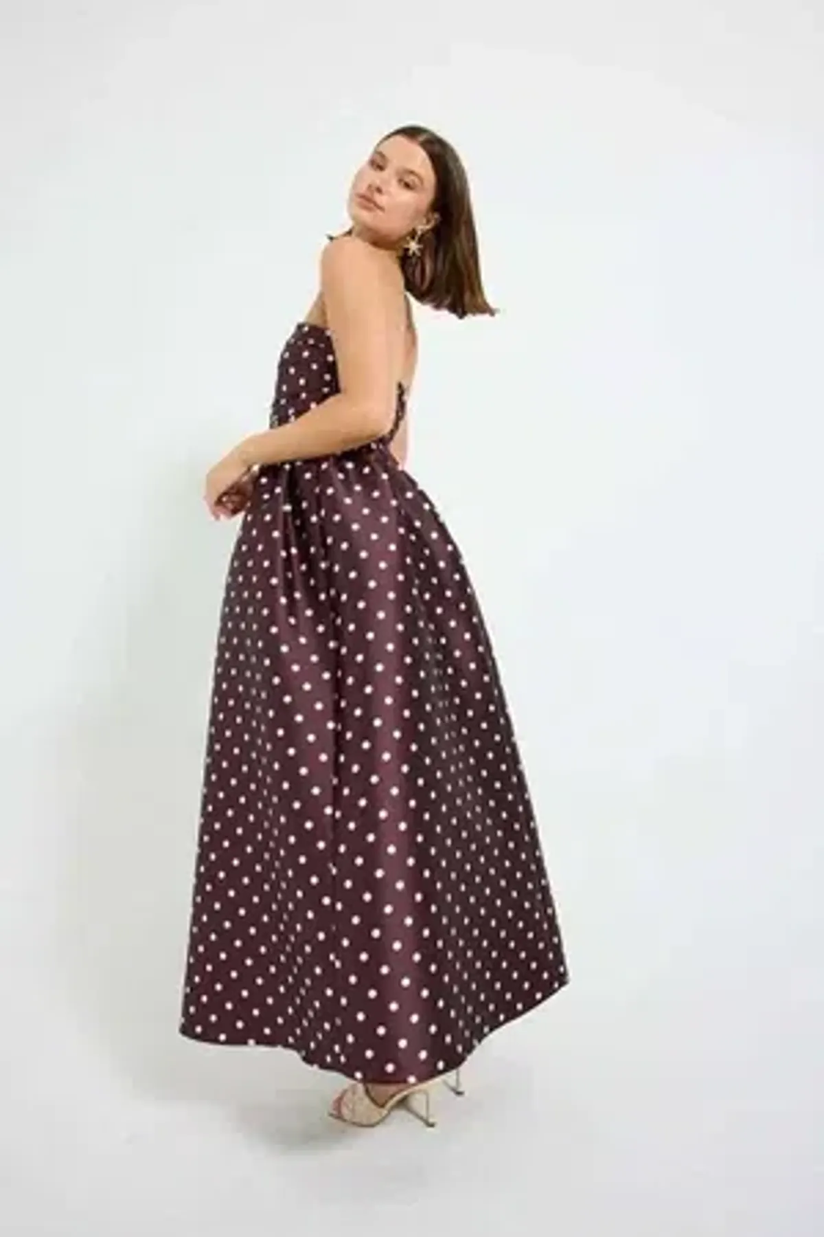 Pasduchas - Alistair Strapless Midi Dress - Blackberry&Cream Polka Dot - Size 8 - Image 2