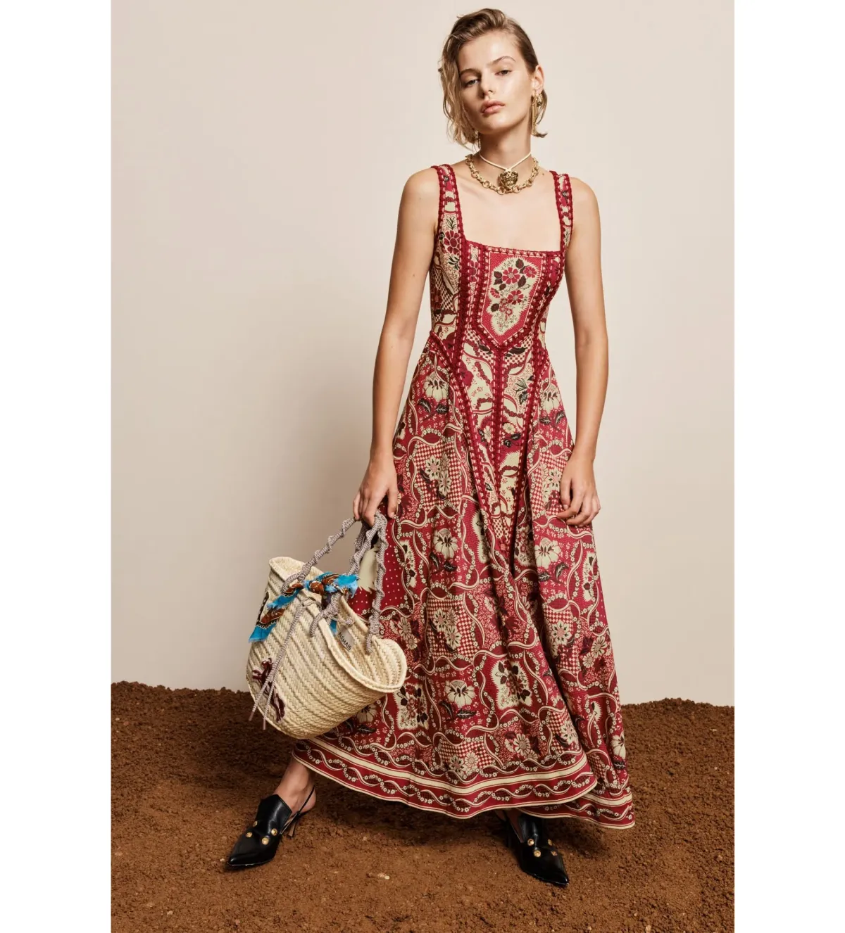 Alemais Kenny Midi Dress in Red Floral Size AU12 - Image 1