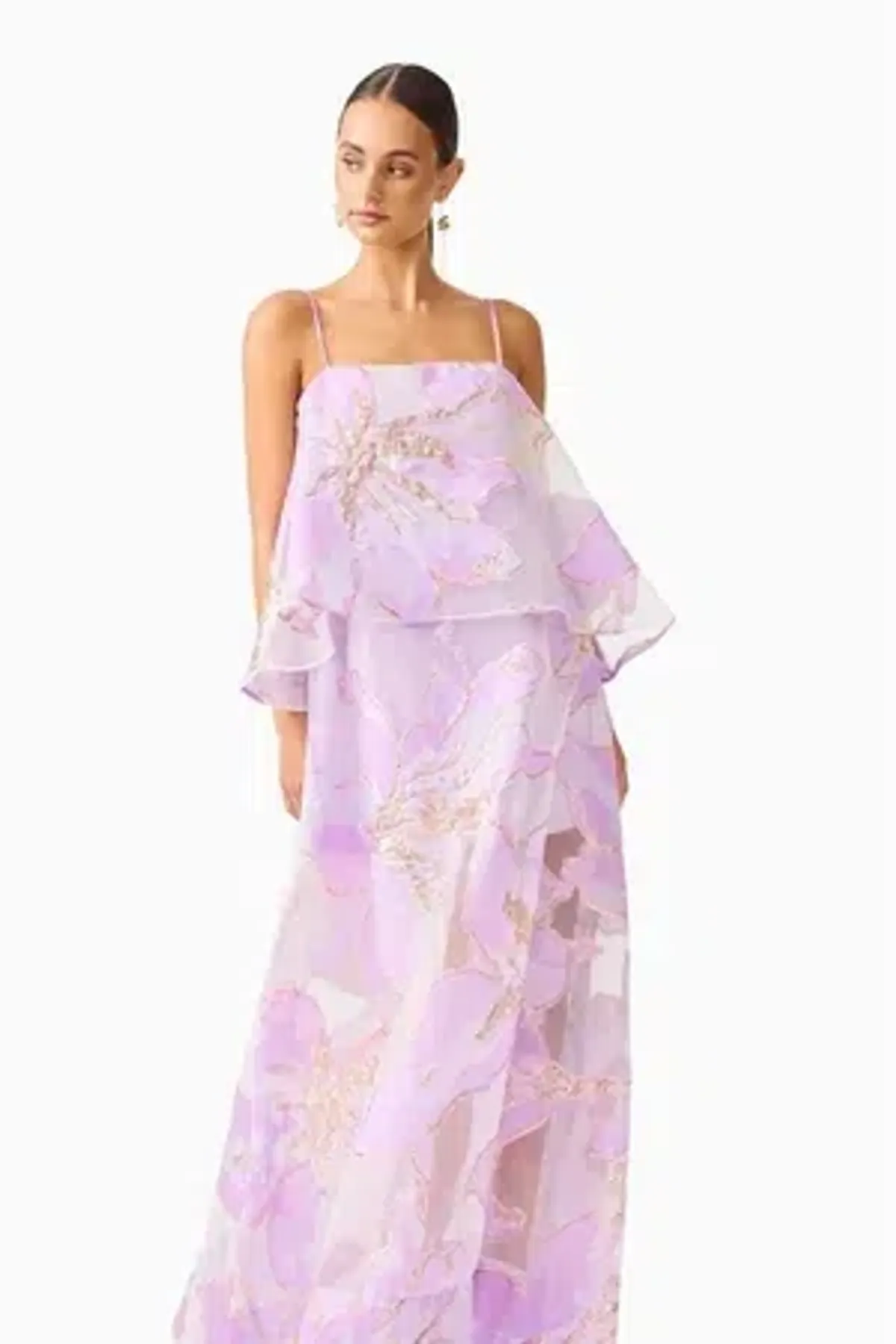 Elliatt - Elysia Tiered Gown - Purple Floral - Size 14 - Image 5