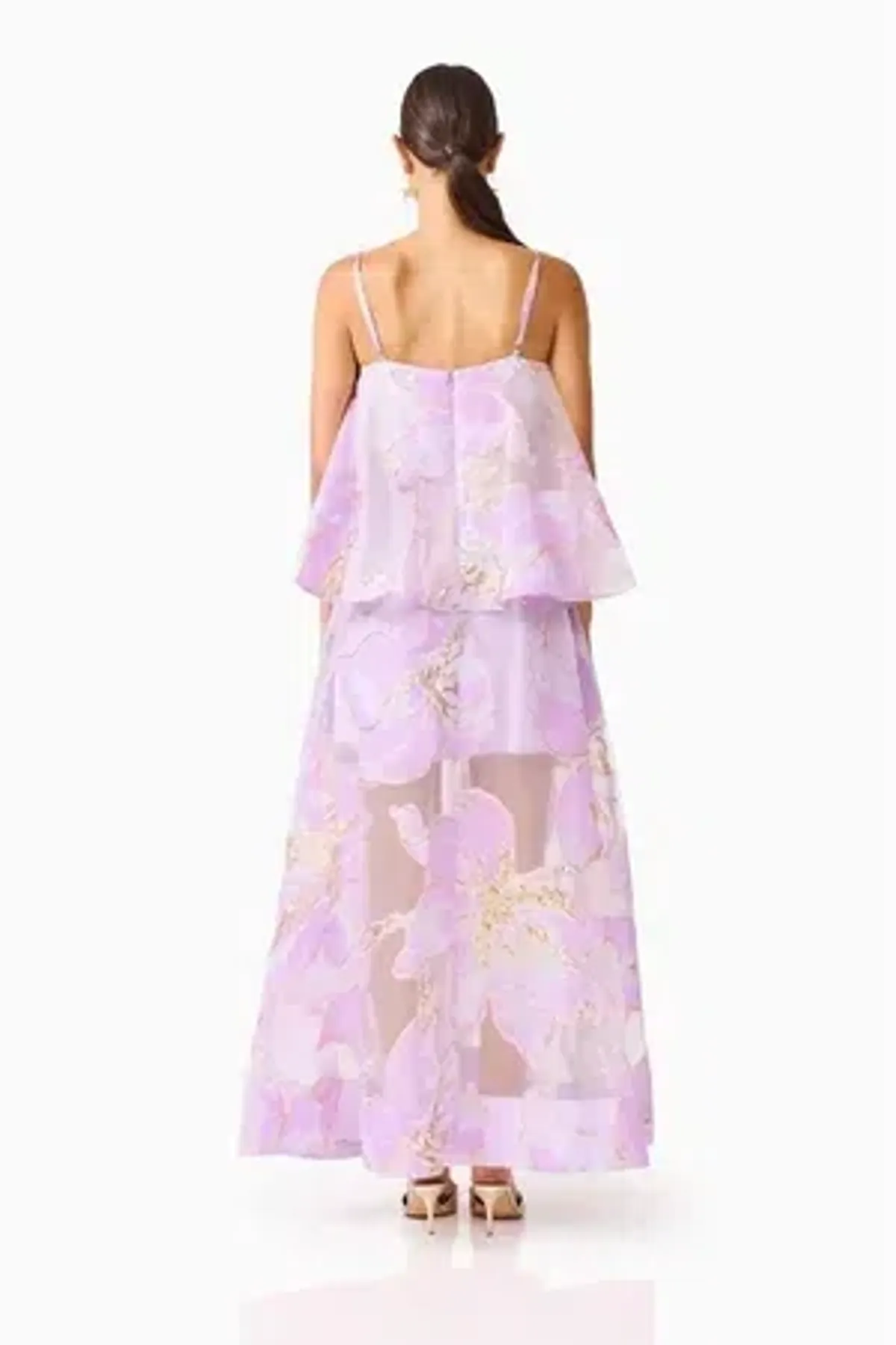 Elliatt - Elysia Tiered Gown - Purple Floral - Size 14 - Image 4