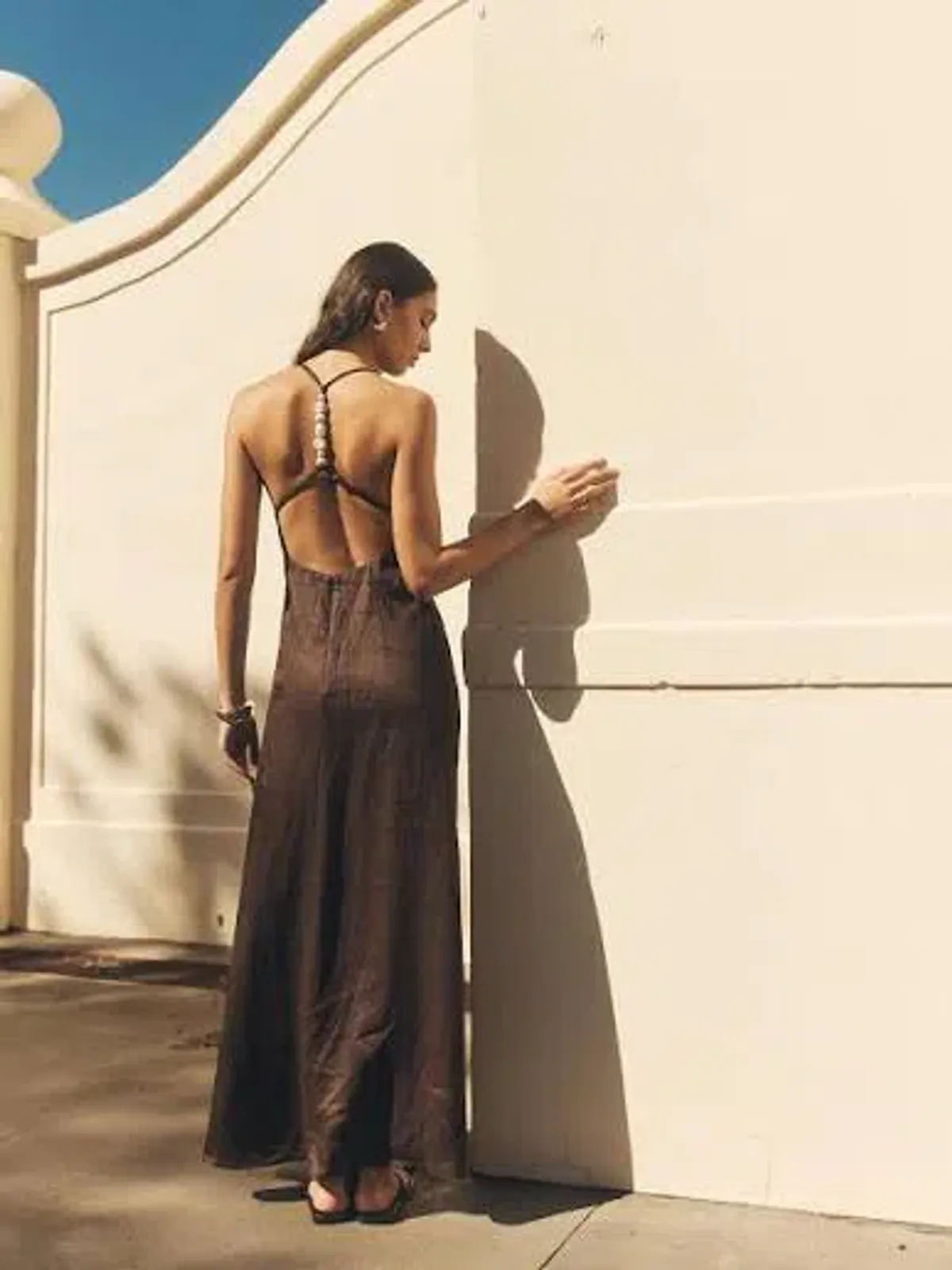 Kookai Tahiti Beaded Maxi Dress Brown Size 12 - Image 1