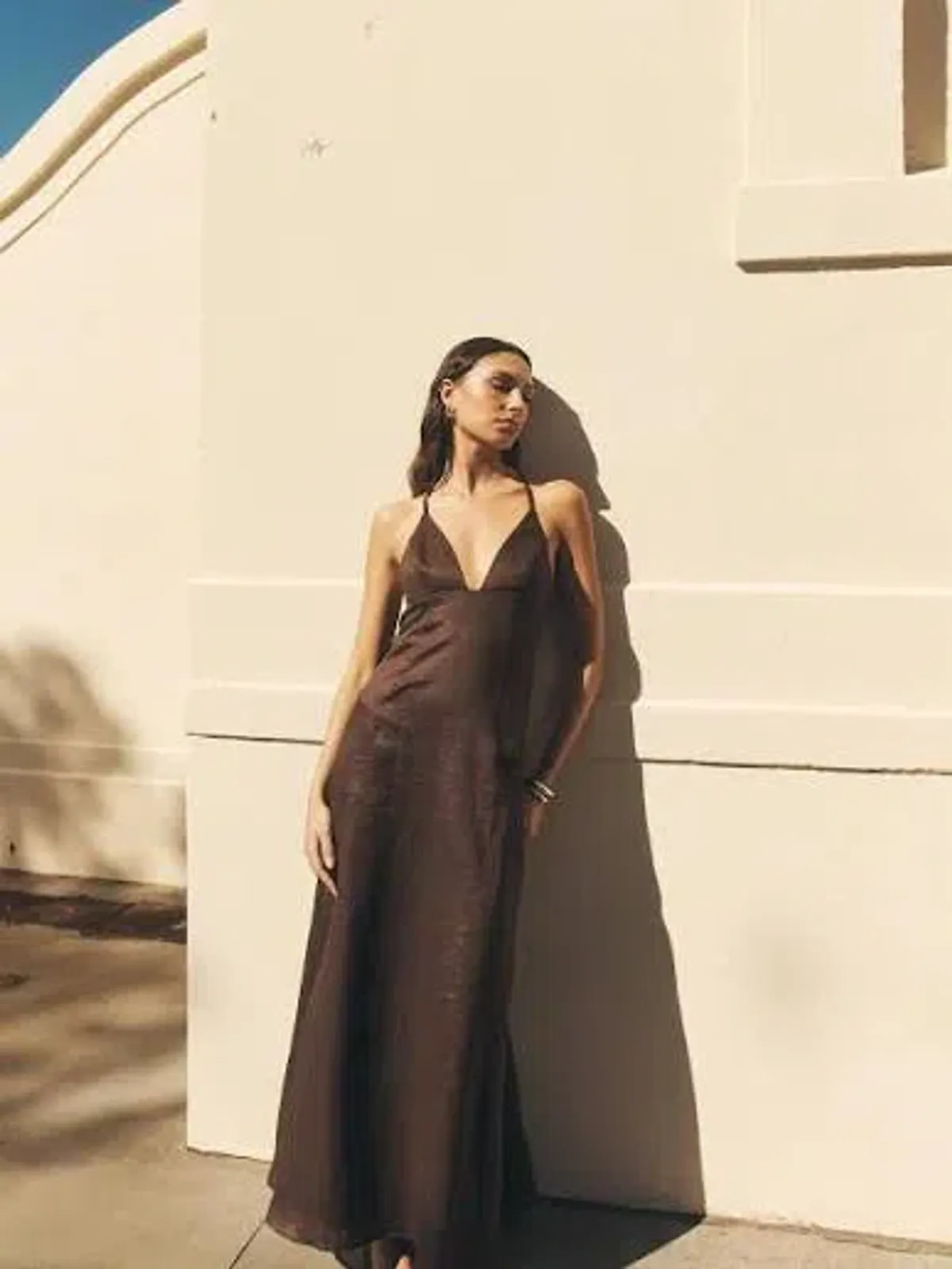 Kookai Tahiti Beaded Maxi Dress Brown Size 12 - Image 2