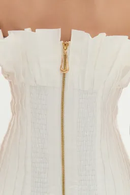 Brand New 🤍 AJE Ivy Bubble Hem Mini Dress - Size 12 - White 🤍 for rent on The Volte - image 6