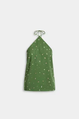 Venroy  Beaded Silk Halter Scarf Top for rent on The Volte - image 3