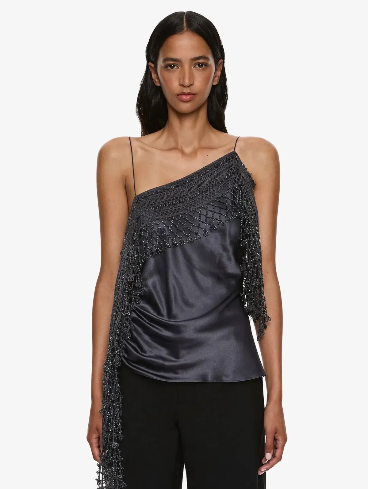  Christopher Esber Granite Droplet Beaded Cami Trimmed Tank Top Size 8  - Image 3