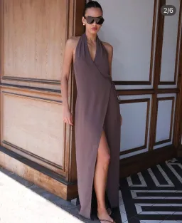Henne Vida Wrap Dress Umber Size 8 for rent on The Volte - image 1