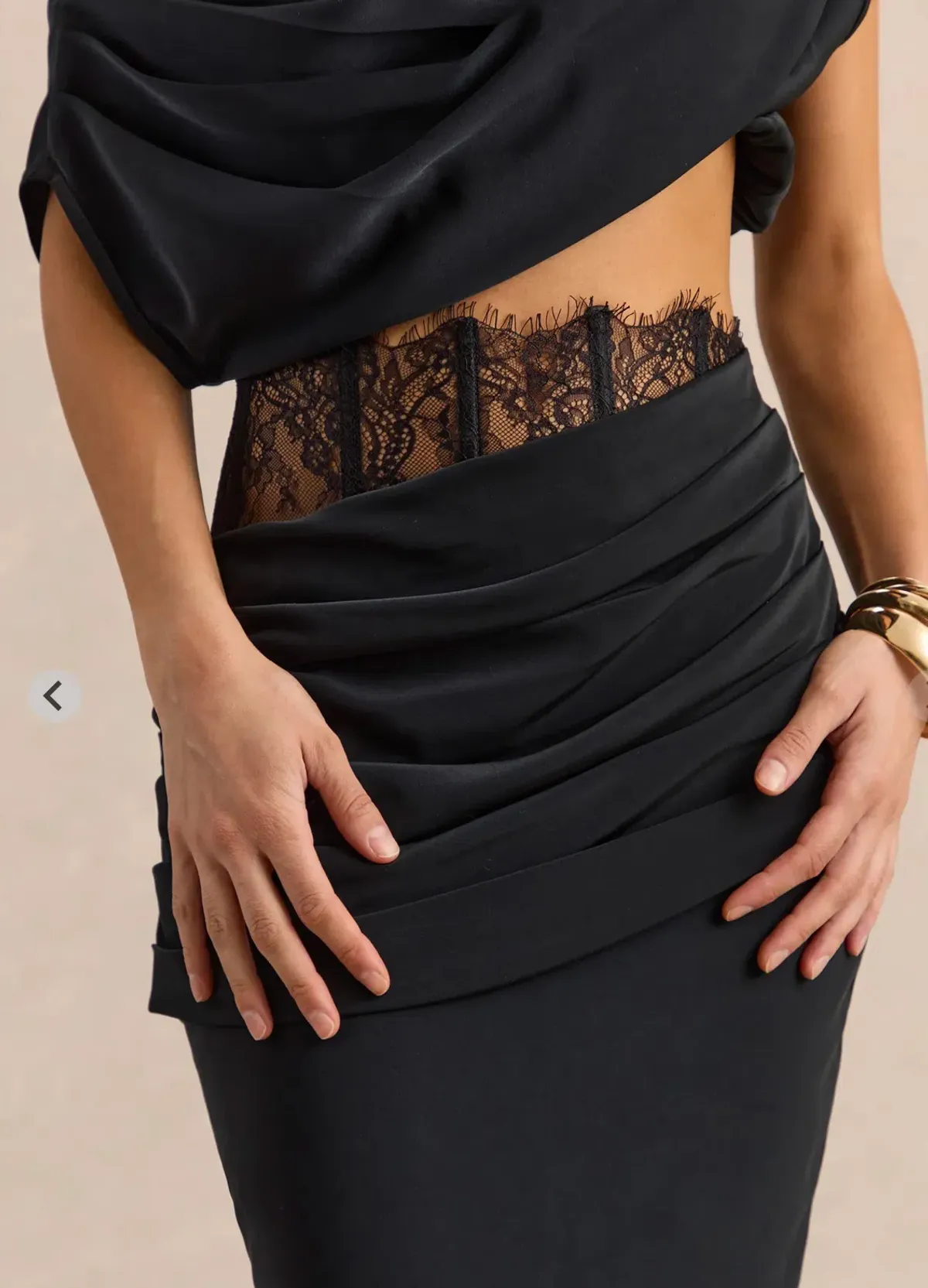 Club L London Silora & Yaselle Black Satin Two-Piece Set | AU 12 - Image 3
