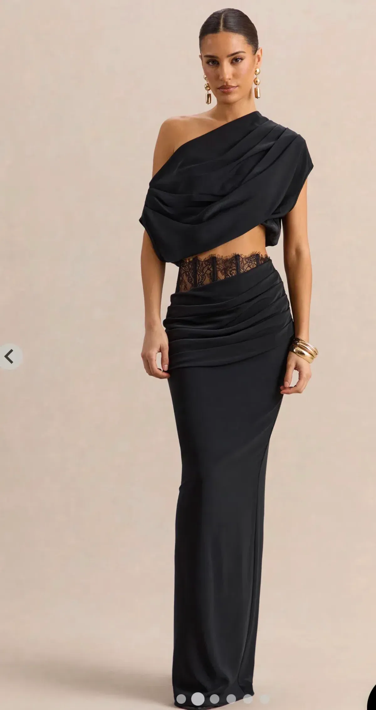 Club L London Silora & Yaselle Black Satin Two-Piece Set | AU 12 - Image 1