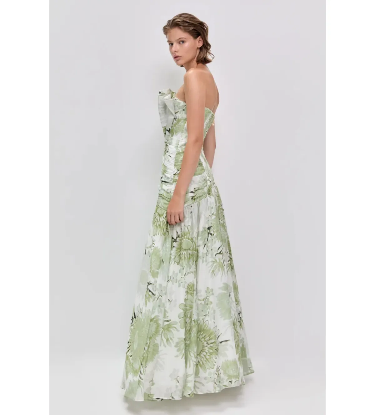 Aje Reflector Gown in Olive Native Floral Size AU14 - Image 3