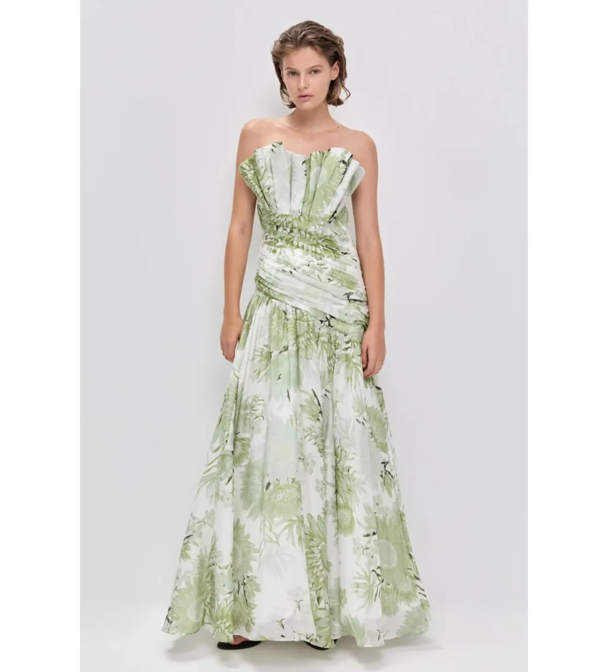 Aje Reflector Gown in Olive Native Floral Size AU14 - Image 1