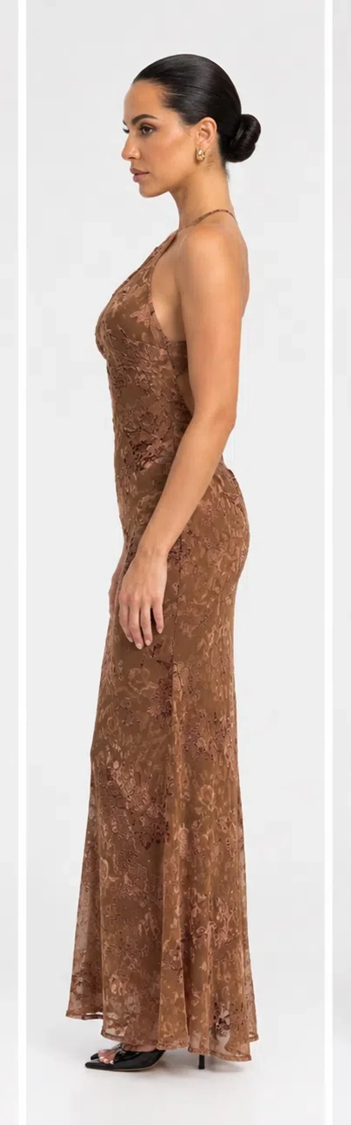 Zara Mocha Brown Velvet Maxi - Image 3