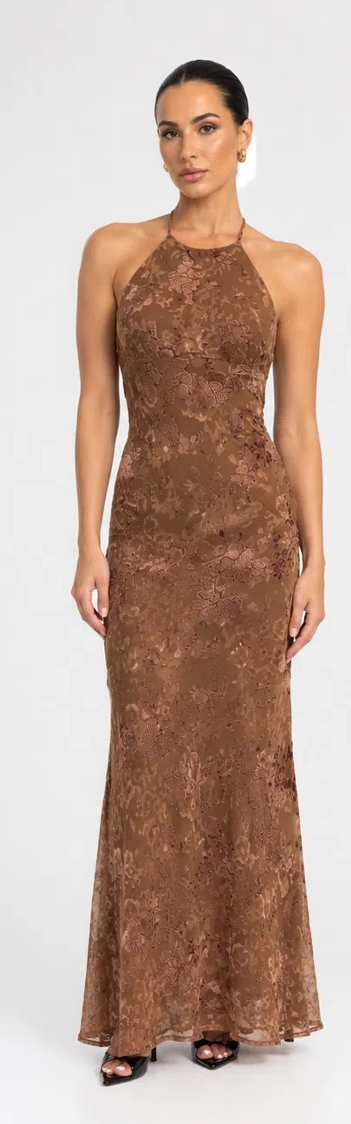 Zara Mocha Brown Velvet Maxi - Image 2