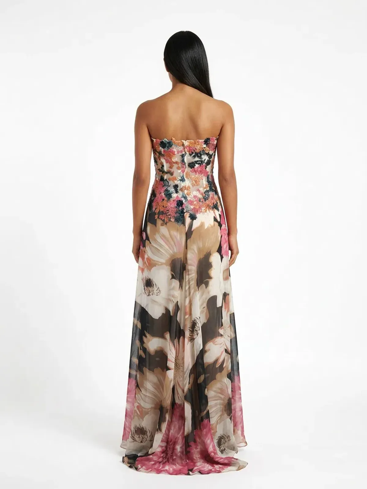Jovani Sheer Floral Maxi Dress Size 8 - Image 2