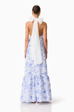 ELLIATT Elin Halter Gown in Blue Floral for rent on The Volte - image 6