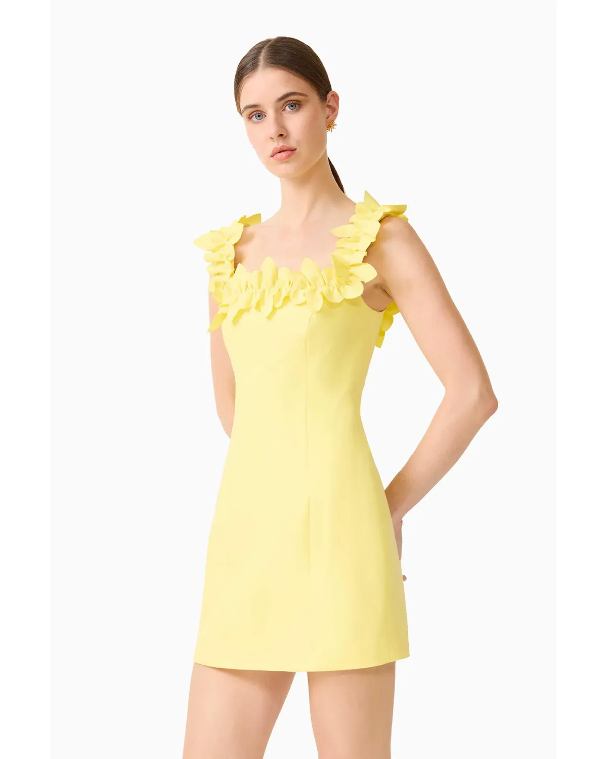 ELLIATT Cara Square Neck Mini Dress in Yellow - Image 3