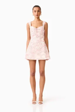 ELLIATT Valencia Mini Dress in Pink & Cream Floral for rent on The Volte - image 1