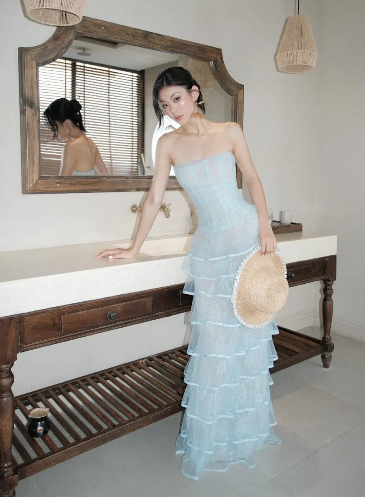 Ononmm Blue Lace Corset Dress - Image 1
