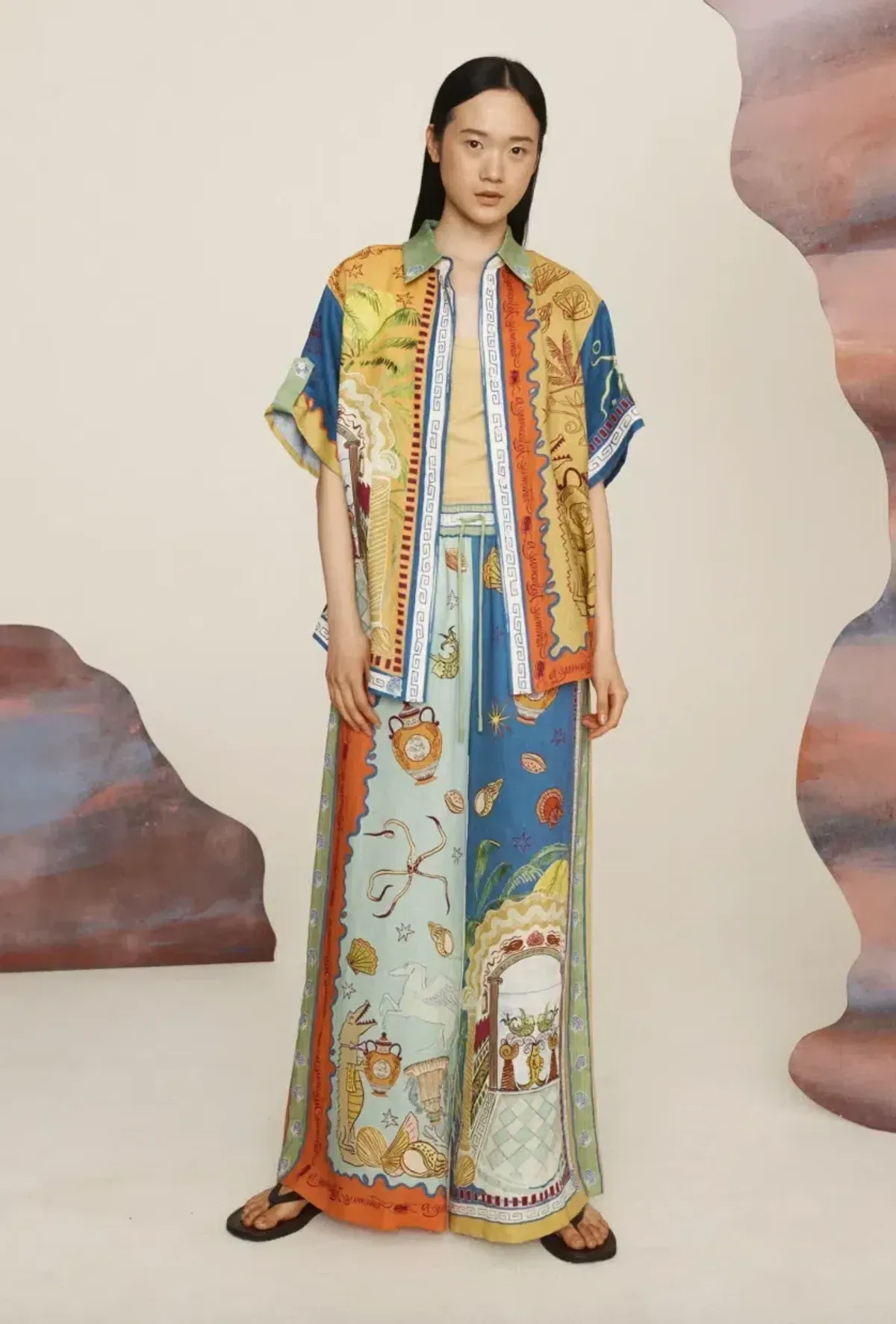 Alémais Surrealist Summer Shirt and Pant Set Size 16 - Image 1