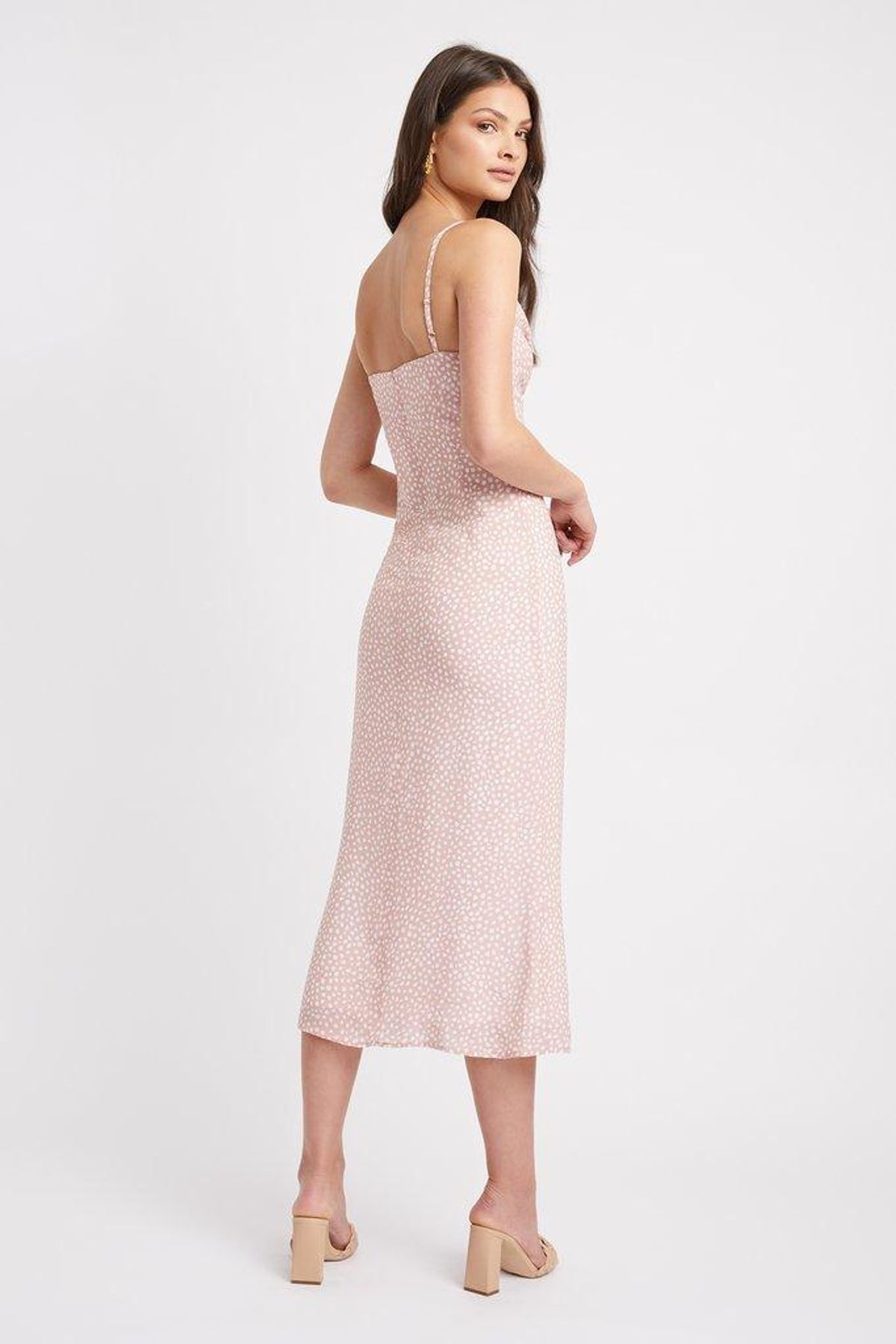 Kookai Karlie Twist Midi Dress Blush Print Size 8 - Image 3