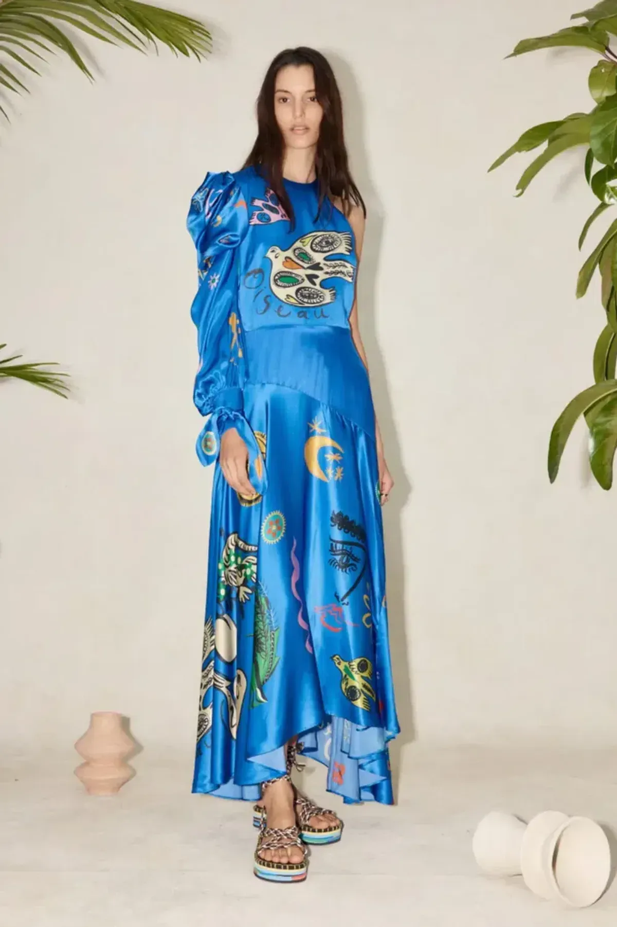 Alémais Soleil One Shoulder Silk Midi Size 14 - Image 1