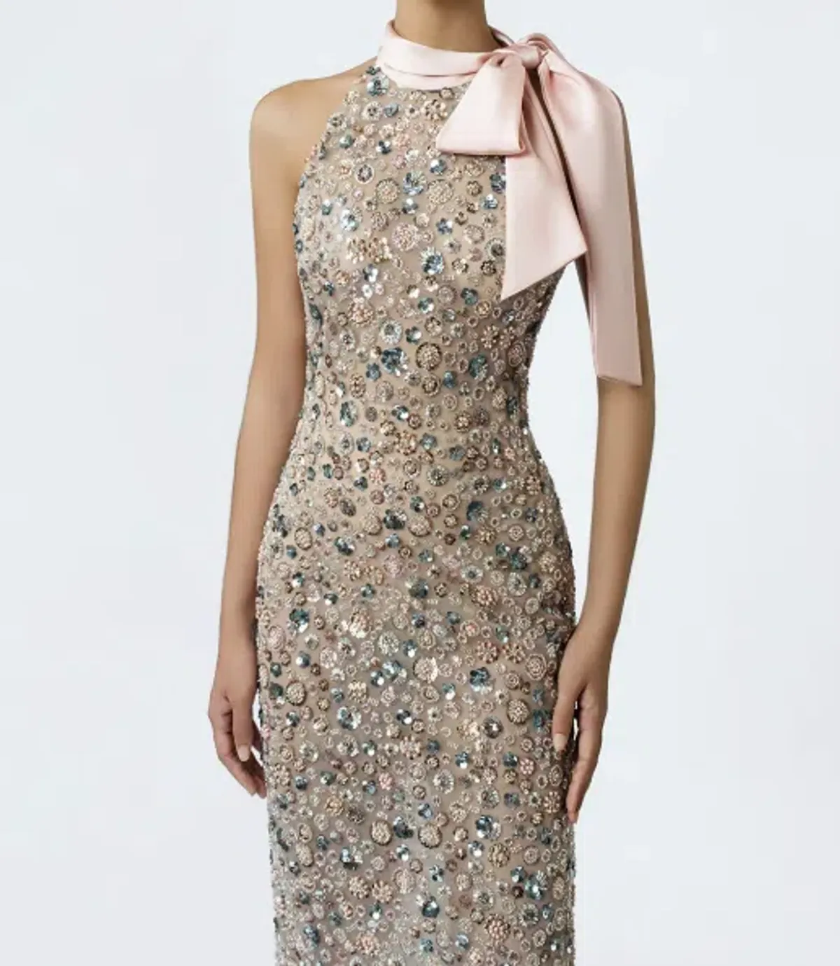 DeTHEIA Hermia Nude Fitted Maxi Dress - Image 9