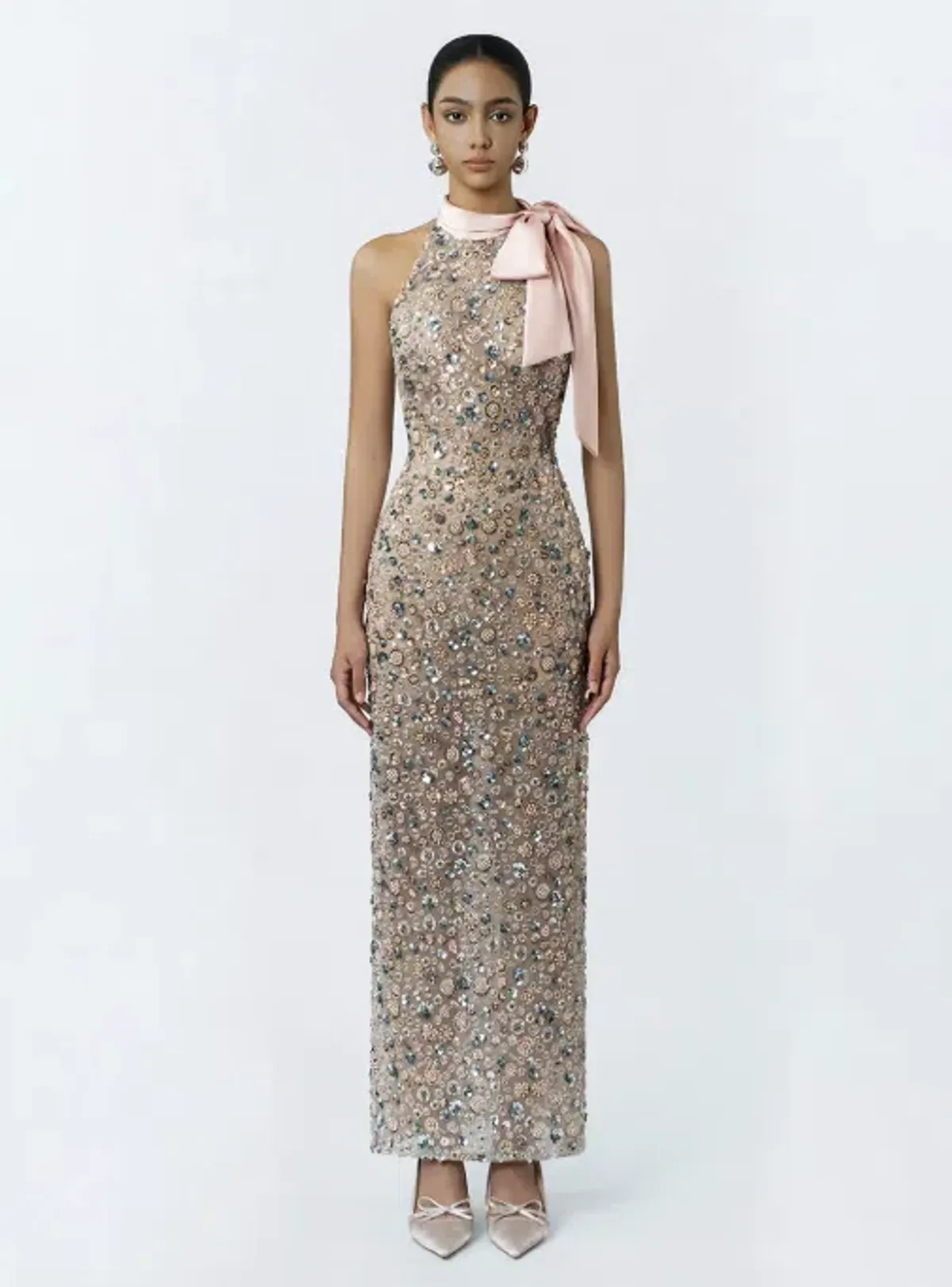 DeTHEIA Hermia Nude Fitted Maxi Dress - Image 2