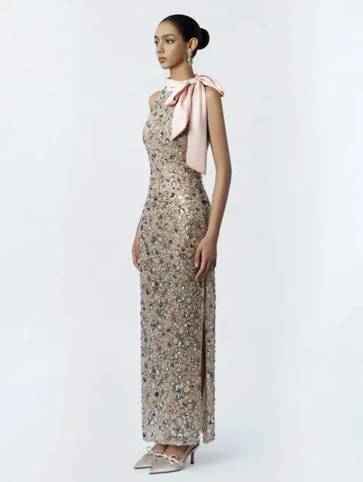 DeTHEIA Hermia Nude Fitted Maxi Dress - Image 7