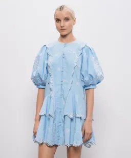 ALEMAIS Maizy Embroidered Mini Dress Blue Size 8 AU for rent on The Volte - image 6